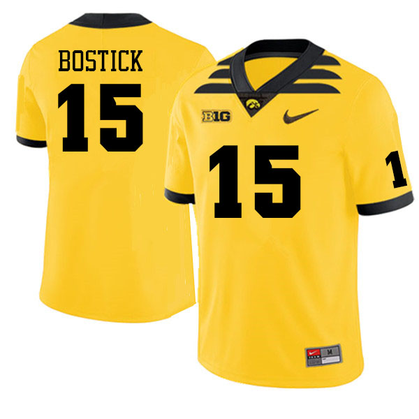 Men #15 Jacob Bostick Iowa Hawkeyes College Football Alternate Jerseys Sale-Gold
